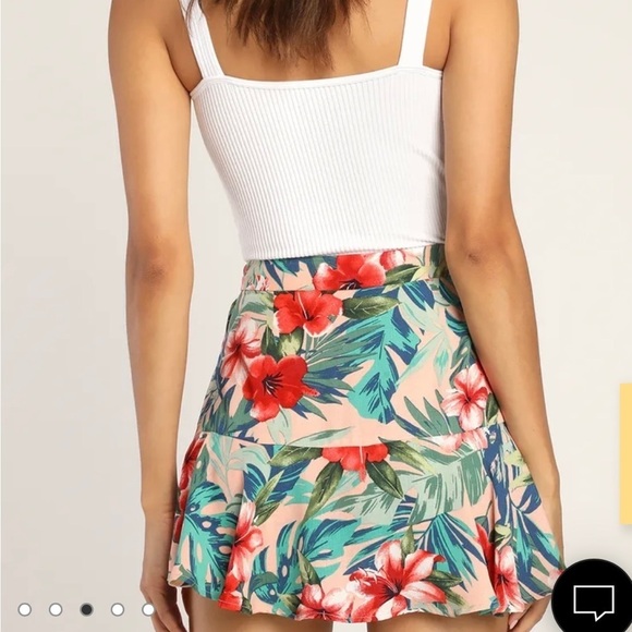 NWT - Lulus Terrifically Tropical Pink Tropical Print Ruffled Skort - Picture 2 of 11